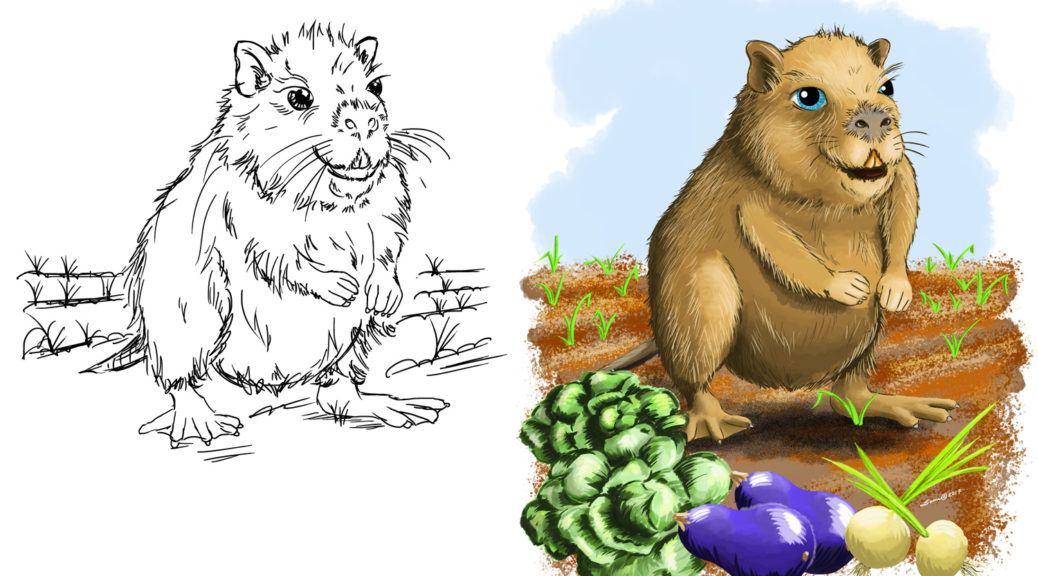 Nutria Gardening Illustration